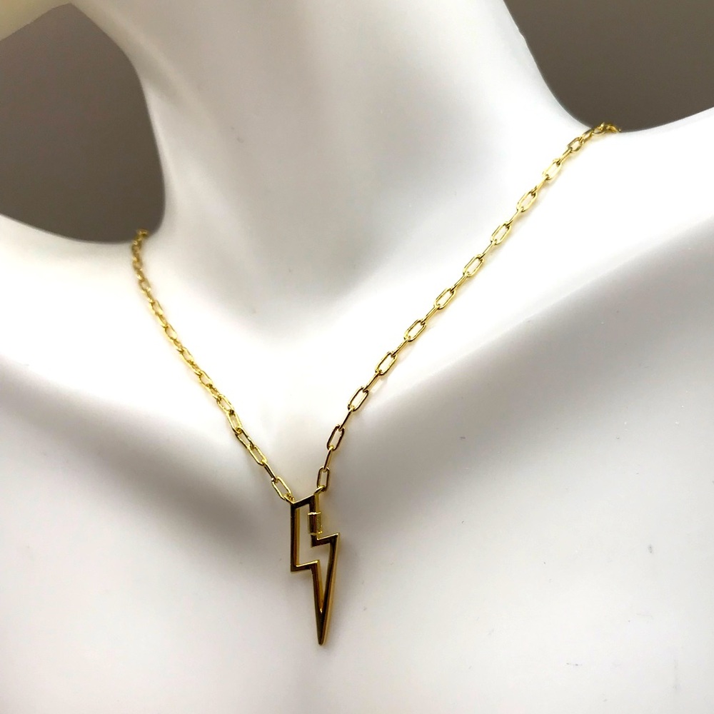 Altar’d State Gold-Tone Lightning Bolt Pendant Necklace